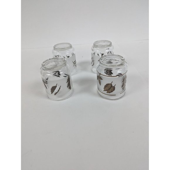 Set of 4 Vintage Libbey Silver Leaf Frosted Glasses 3" by 2 1/4" - Picture 6 of 7